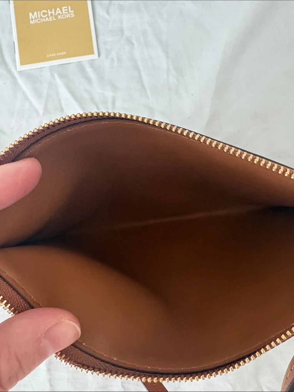 Michael Kors Cognac Leather Wristlet Clutch
